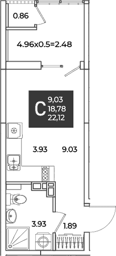 Продается 1-комн. квартира, 18.78 м²