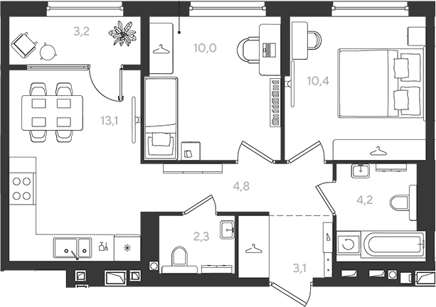Продается 2-комн. квартира, 47.9 м²