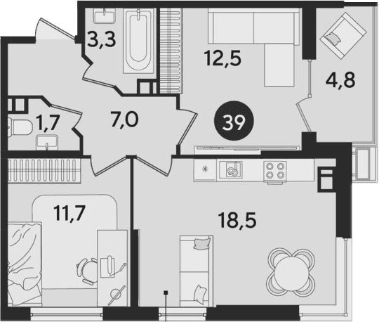 Продается 3-комн. квартира, 54.7 м²