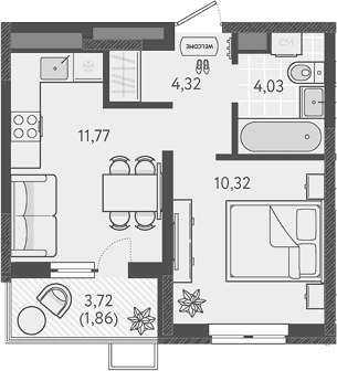 Продается 1-комн. квартира, 30.44 м²