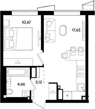 Продается 2-комн. квартира, 36.08 м²