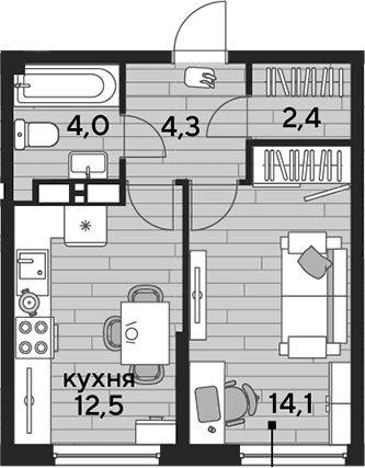 Продается 1-комн. квартира, 37.3 м²