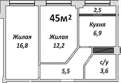 Продается 2-комн. квартира, 45 м²