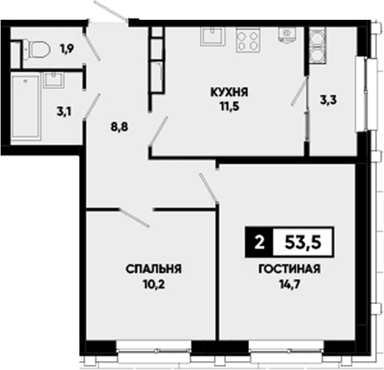 Продается 2-комн. квартира, 50.2 м²