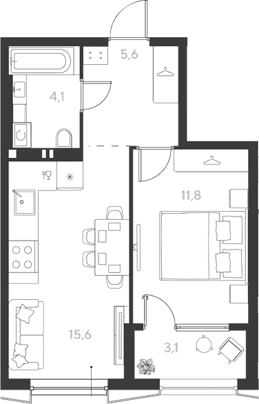 Продается 1-комн. квартира, 37.1 м²