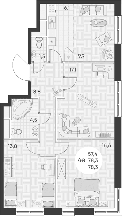 Продается 4-комн. квартира, 78.3 м² — фото 2