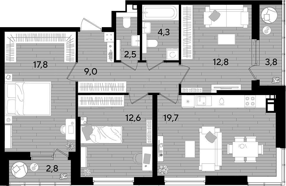 Продается 3-комн. квартира, 78.7 м²