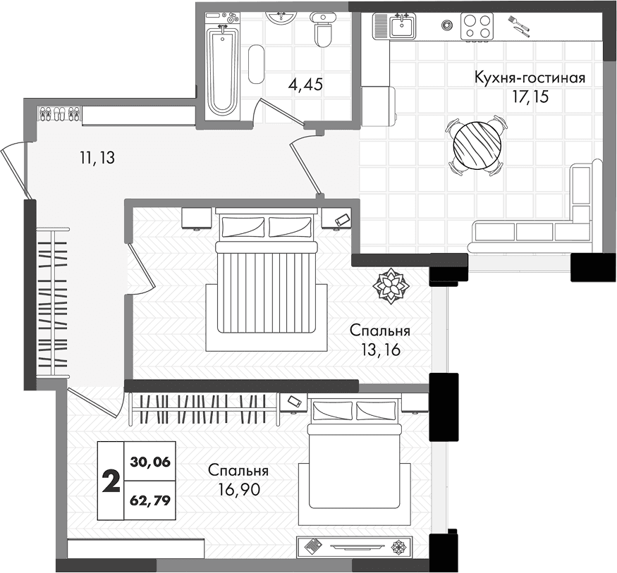 Продается 3-комн. квартира, 62.79 м²