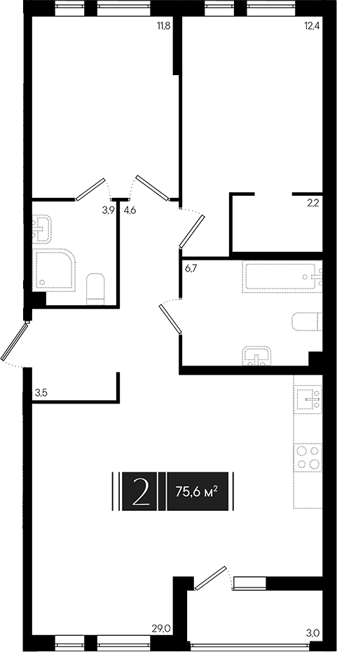 Продается 3-комн. квартира, 74.1 м²
