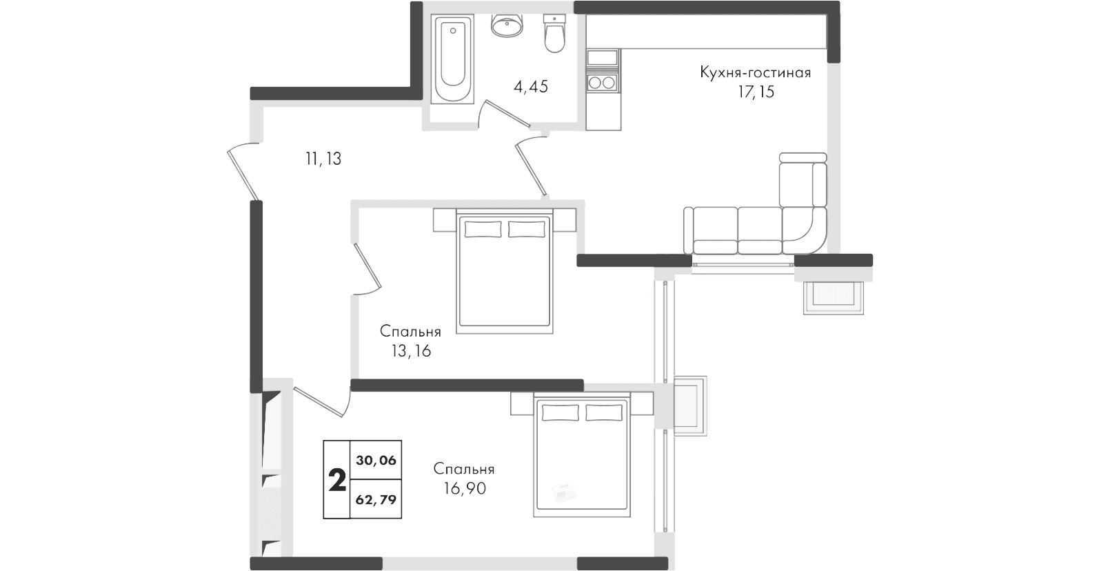 Продается 3-комн. квартира, 63.4 м²