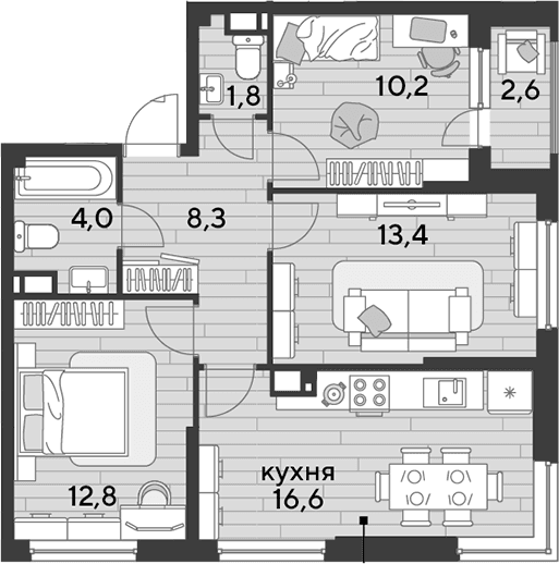 Продается 3-комн. квартира, 67.1 м²