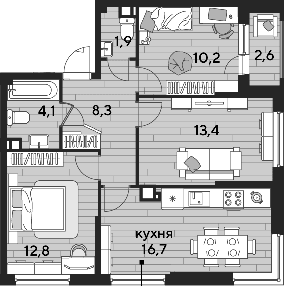 Продается 3-комн. квартира, 67.4 м²