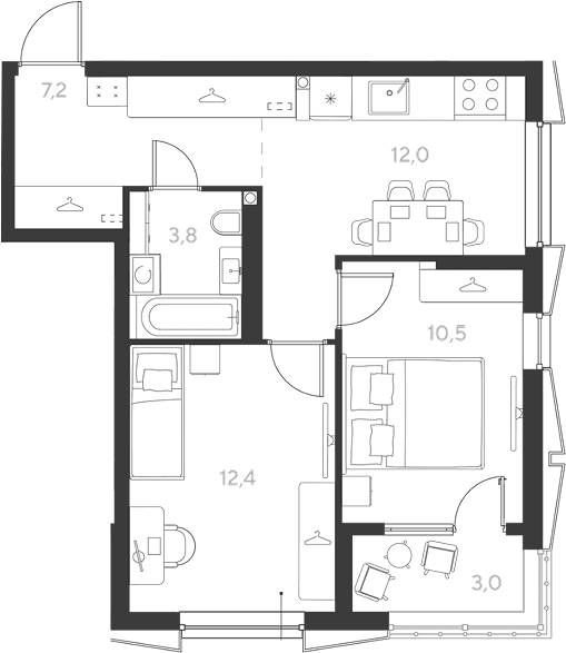 Продается 2-комн. квартира, 45.9 м²
