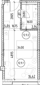 Продается 1-комн. квартира, 25.95 м²