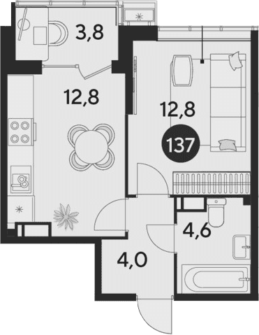 Продается 1-комн. квартира, 34.2 м²