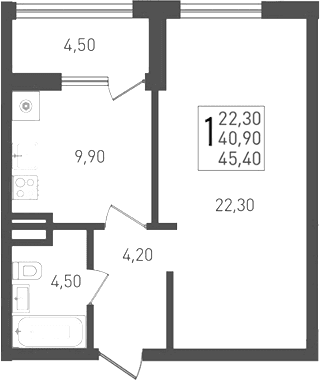 Продается 1-комн. квартира, 40.9 м²
