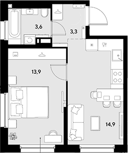 Продается 1-комн. квартира, 35.7 м²
