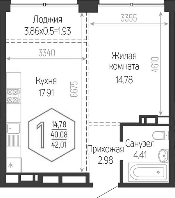 Продается 2-комн. квартира, 40.08 м² — фото 2
