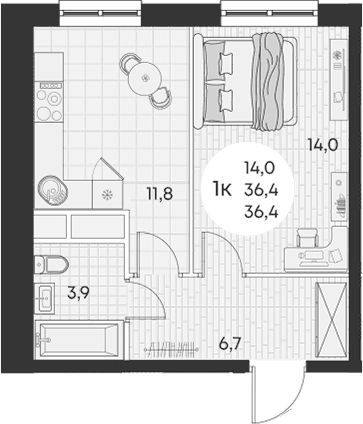 Продается 1-комн. квартира, 36.4 м²