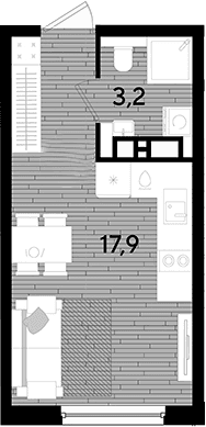 Продается 1-комн. квартира, 21.1 м²