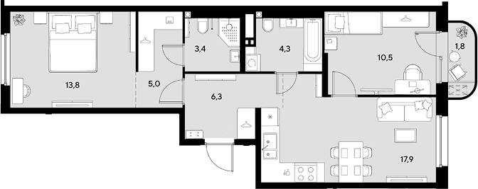Продается 2-комн. квартира, 61.2 м²
