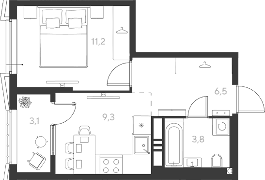 Продается 1-комн. квартира, 30.8 м²