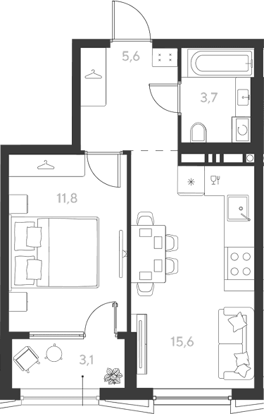 Продается 1-комн. квартира, 36.7 м²