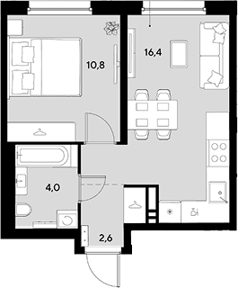Продается 1-комн. квартира, 33.8 м²