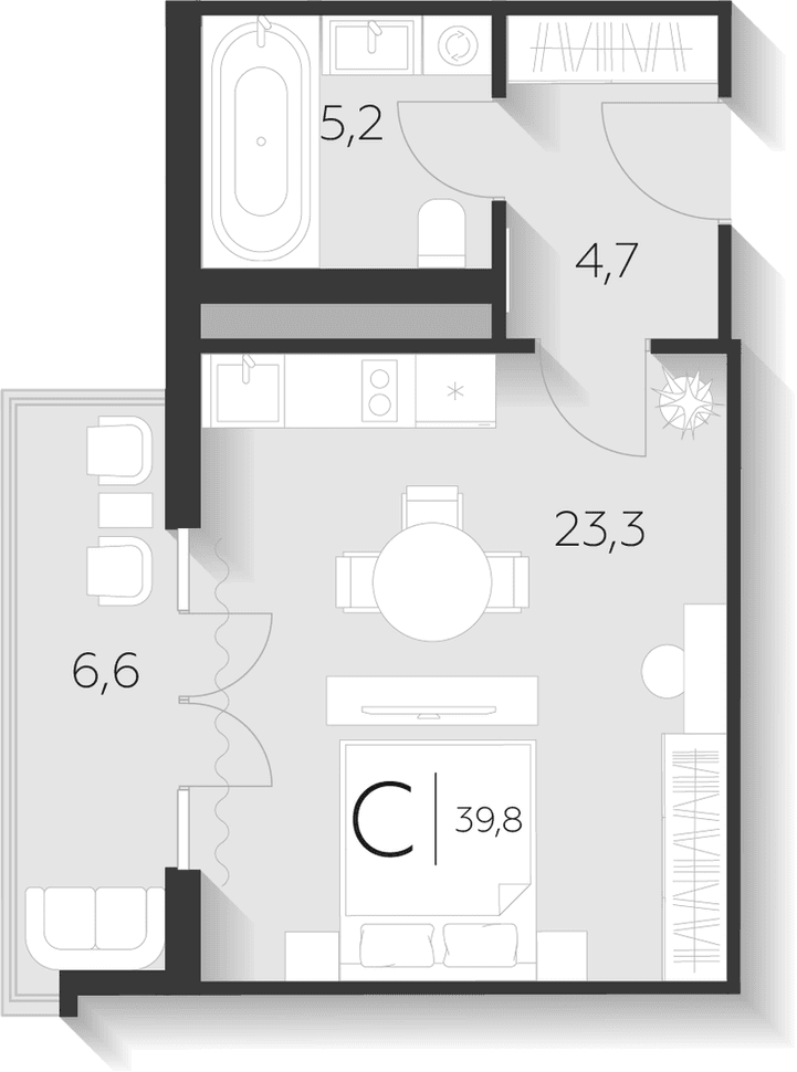 Продается 1-комн. квартира, 33.7 м²