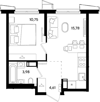 Продается 2-комн. квартира, 35.12 м²