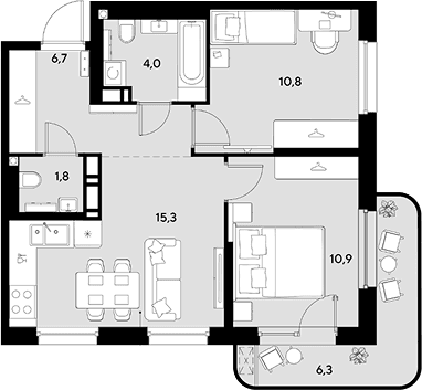 Продается 2-комн. квартира, 49.5 м²