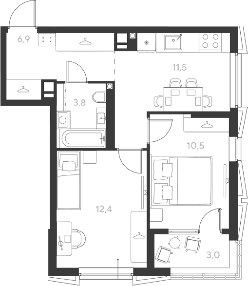 Продается 2-комн. квартира, 46.6 м²