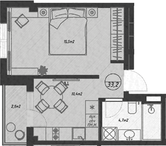 Продается 1-комн. квартира, 33.2 м²