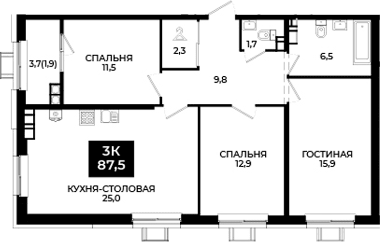 Продается 4-комн. квартира, 85.6 м²