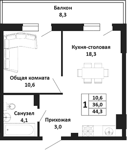 Продается 2-комн. квартира, 36 м²
