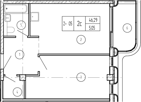 Продается 2-комн. квартира, 46.29 м²
