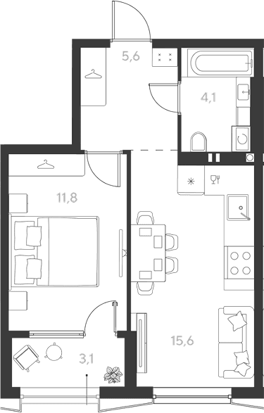 Продается 1-комн. квартира, 37.1 м²