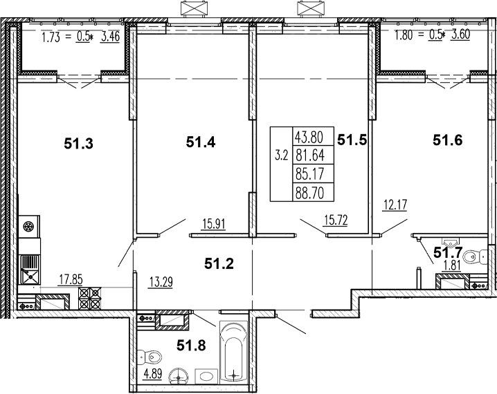 Продается 3-комн. квартира, 81.85 м²