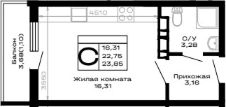 Продается 1-комн. квартира, 22.75 м²