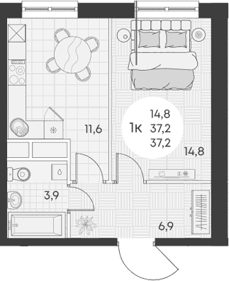 Продается 1-комн. квартира, 37.2 м²