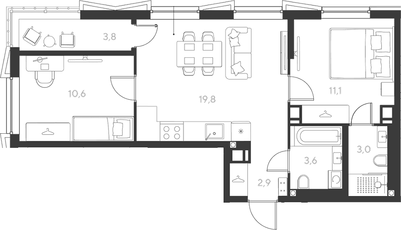 Продается 2-комн. квартира, 52.9 м²