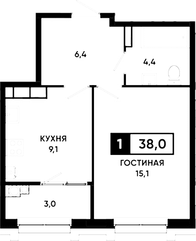 Продается 1-комн. квартира, 35 м²