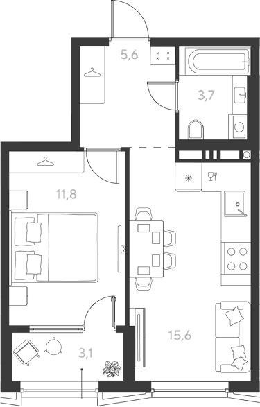 Продается 1-комн. квартира, 38.25 м²