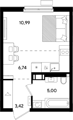 Продается 1-комн. квартира, 26.15 м²