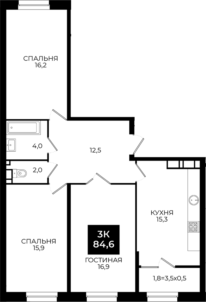 Продается 4-комн. квартира, 82.8 м²