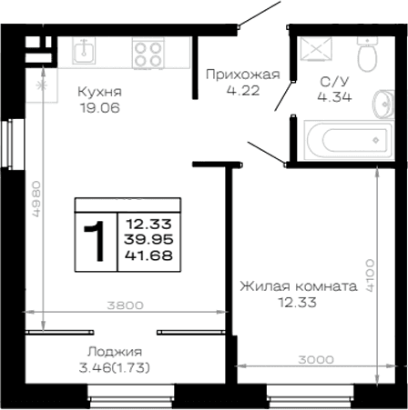 Продается 1-комн. квартира, 39.95 м²