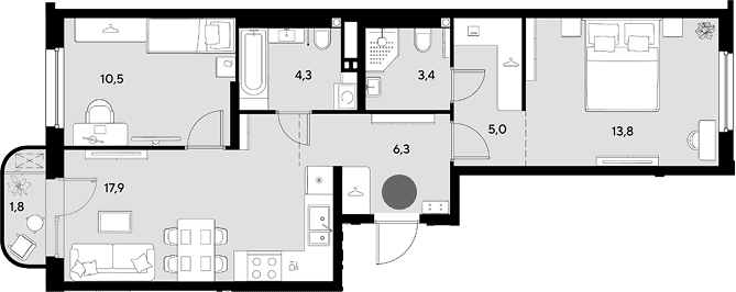 Продается 3-комн. квартира, 61.2 м²