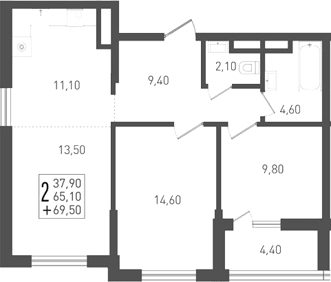 Продается 3-комн. квартира, 65.1 м²