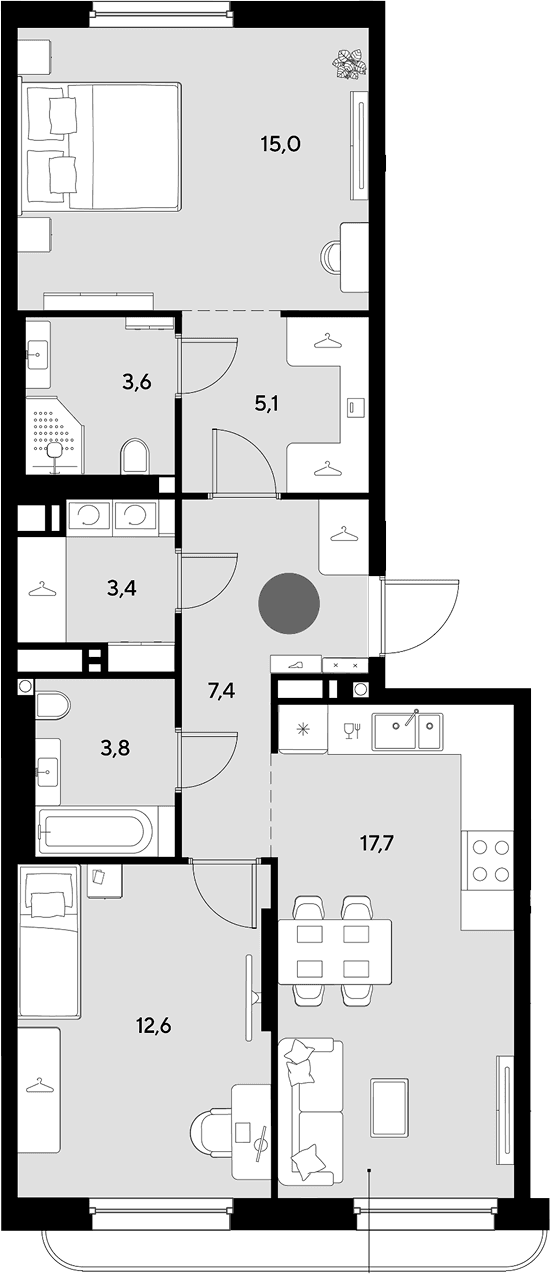 Продается 3-комн. квартира, 68.6 м²