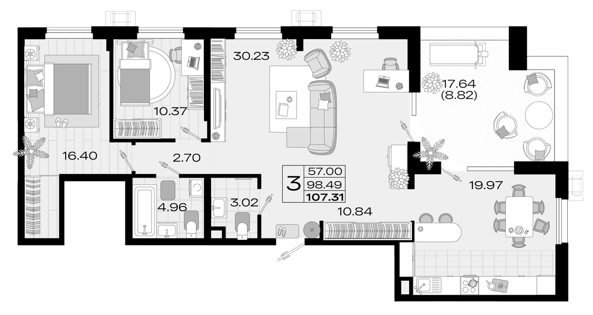 Продается 4-комн. квартира, 96.72 м² — фото 2